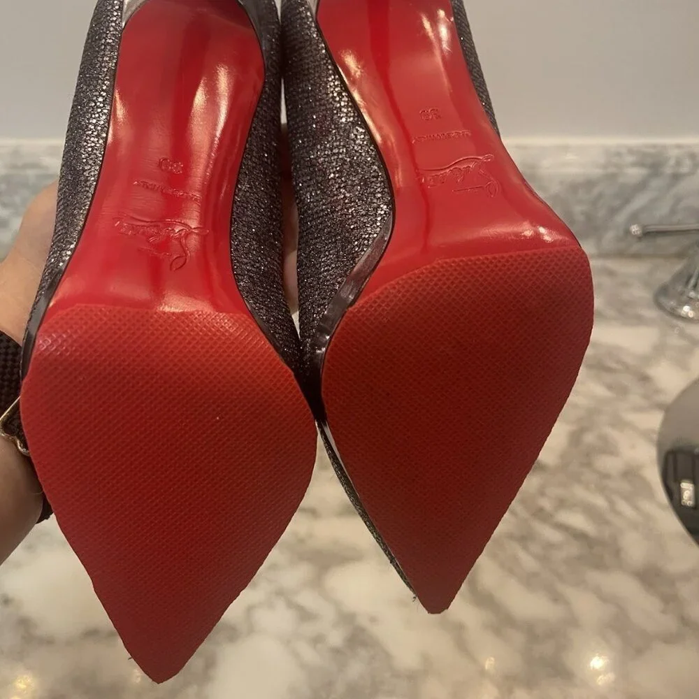 Christian Louboutin FILO 120 Lady Glitter Specchio Heels Silver/Gray Size 39 - Picture 9 of 16